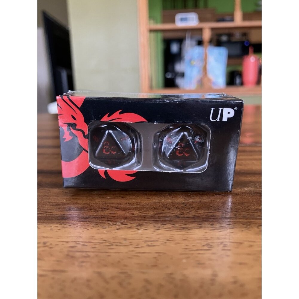 Ultra Pro VIVID Heavy Metal Dice Black & Red (2 Dice Set)